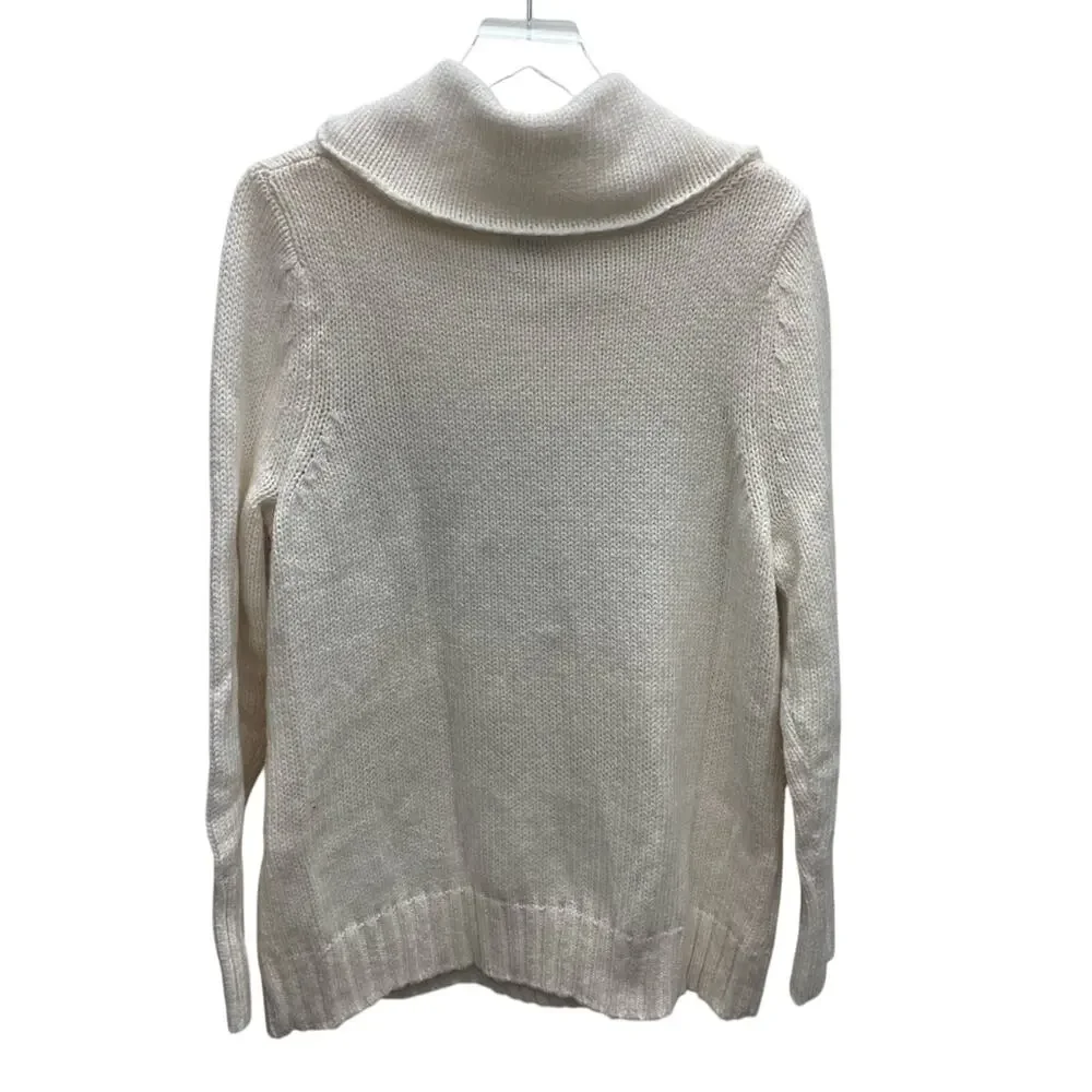 Lane Bryant Wool Blend Cowl Neck Cable Knit Sweater Metallic Snowflakes 18/20